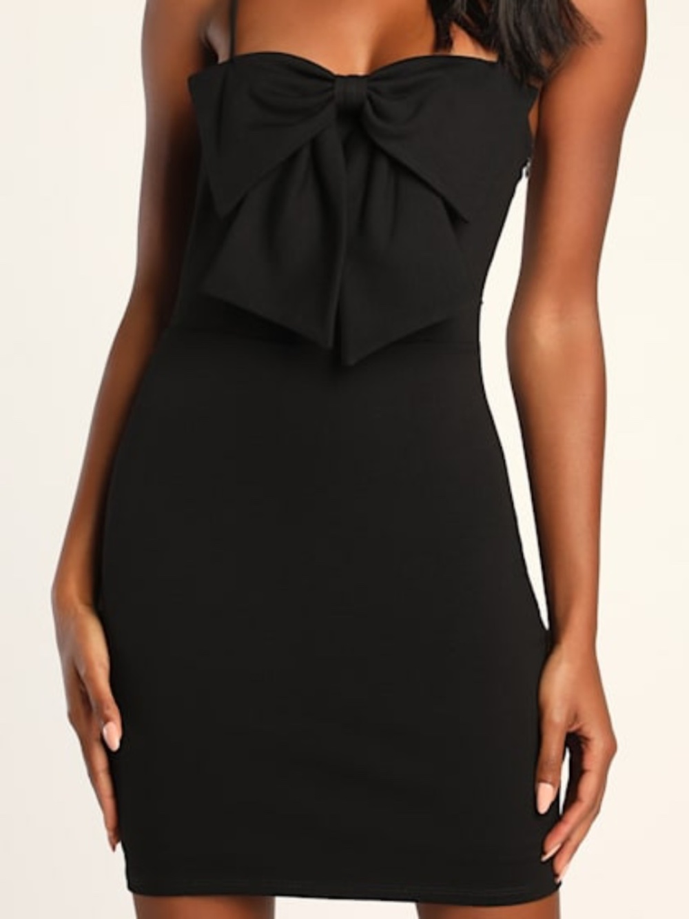 Lulus You're A Stunner Black Sleeveless Bow Bodycon Mini Dress - Size L